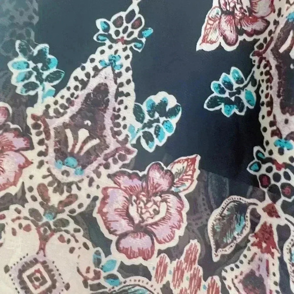 Black and Pink Sheer Patterned Pants Boho Chic Bohemian Women's Size M - Picture 4 of 5